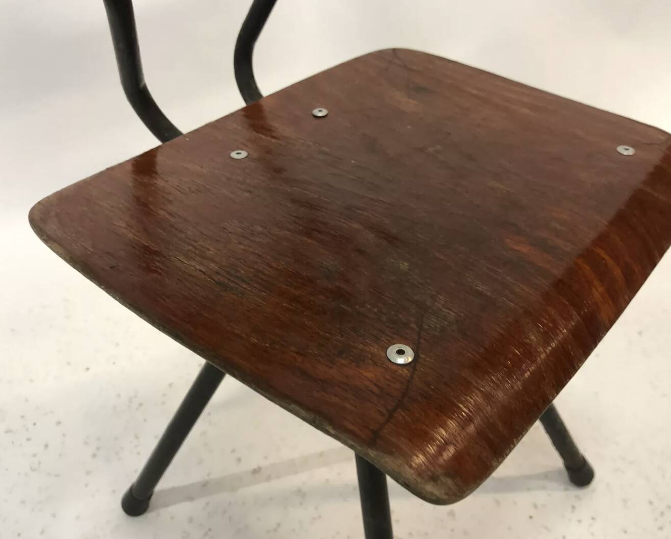 Vintage industrial child s chair, school chair, Dutch design