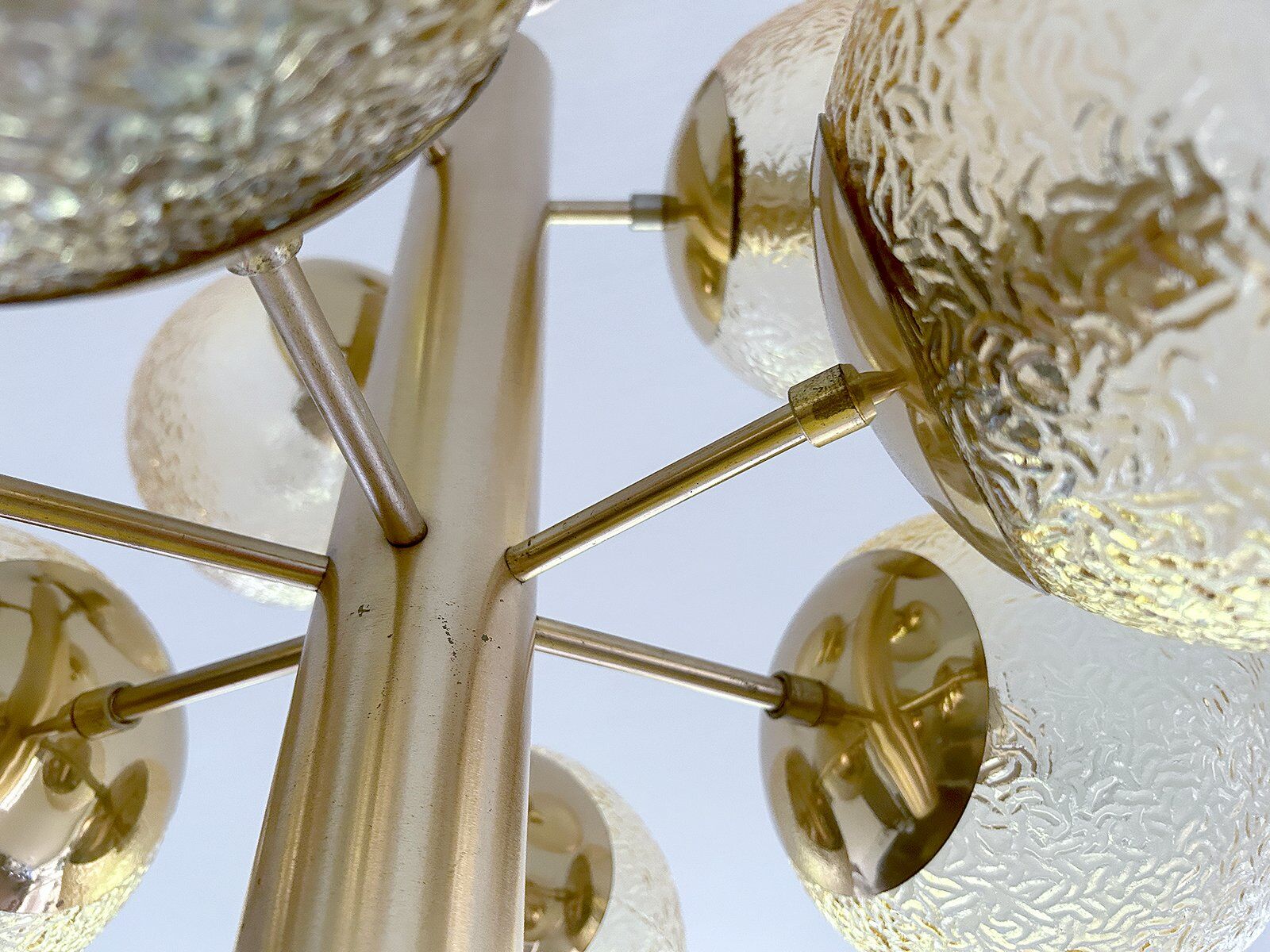 Grand lustre en verre de l'ère spatiale, années 1970
