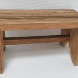 Vintage solid pine slatted low stool
