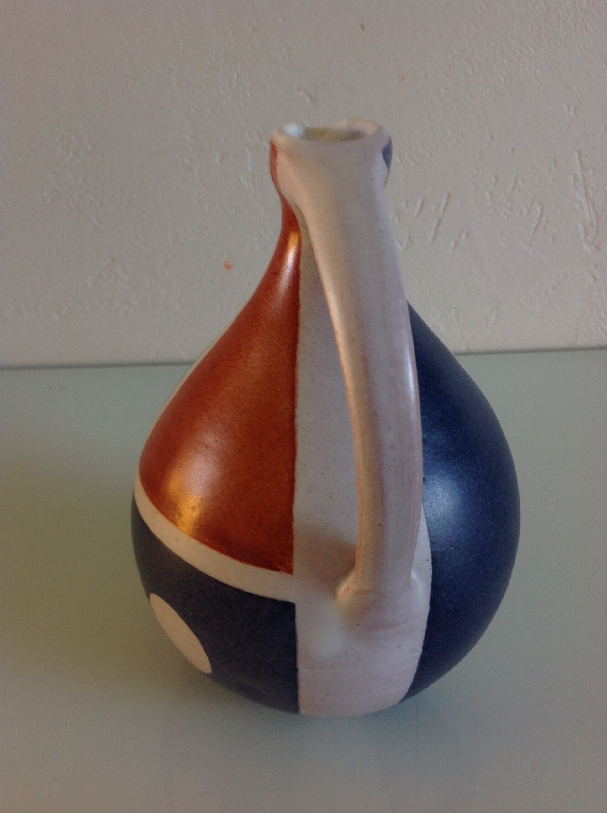 Vase ball vintage polychrome ceramic