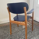 Fauteuil de table scandinave bois et bleu