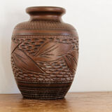 Carved terracotta vase, signed