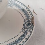 Saaucière in iron earth sarreguemines model carina decoration blue frieze