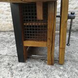 Oak and metal workbench