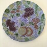 Large barbotine plate Salins blue lavender 80s
