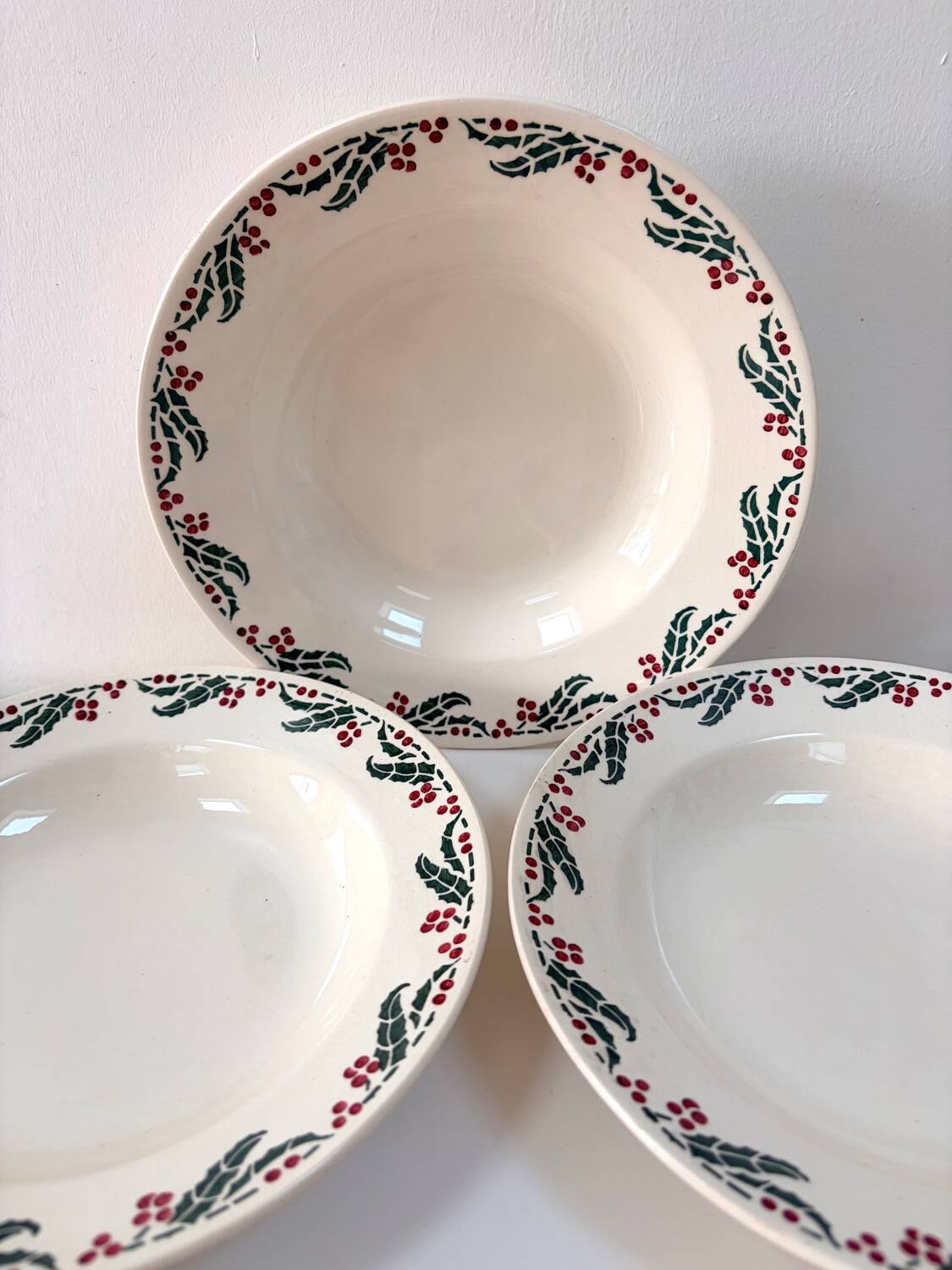 Set of 6 deep plates - Holly Model - HB&M Earthenware - 1900