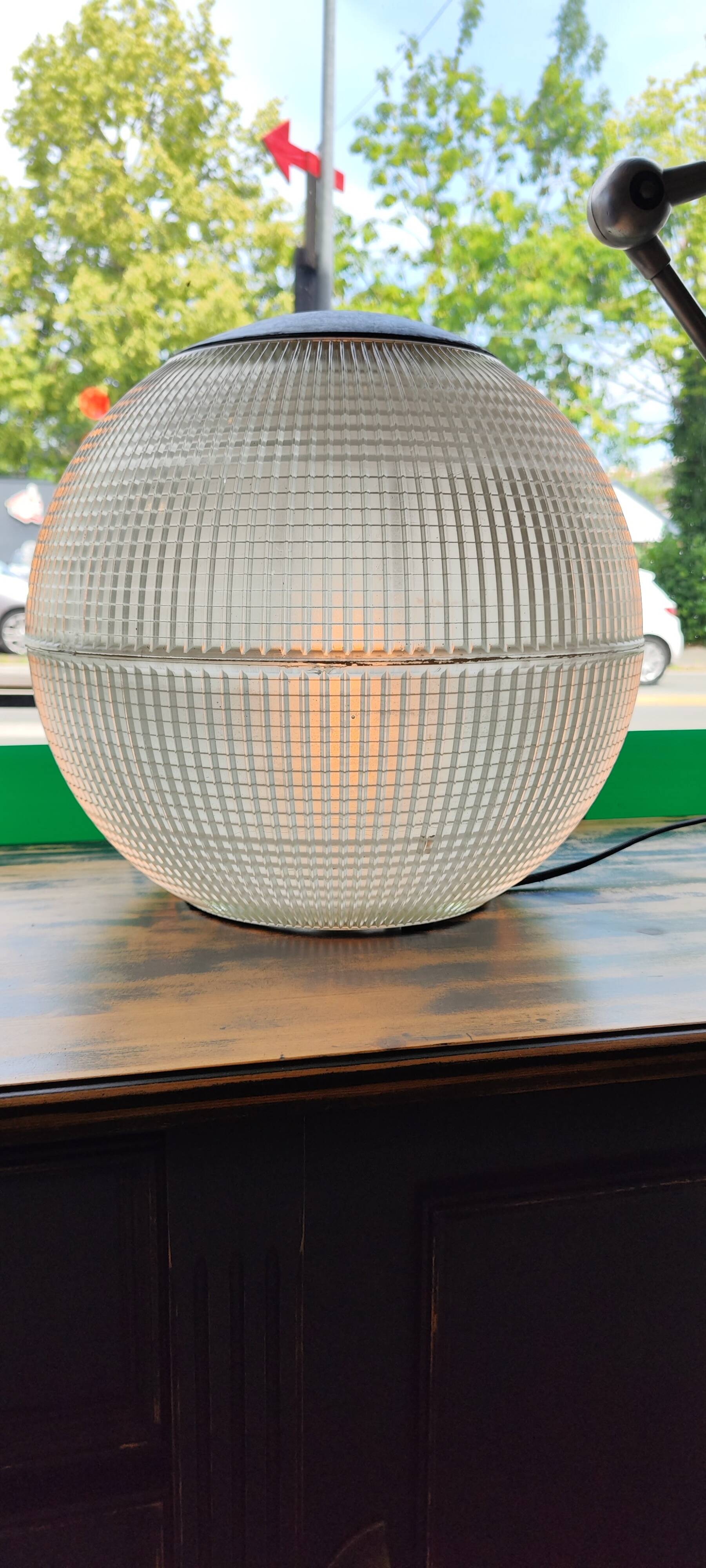 Old holophane ball industrial table lamp