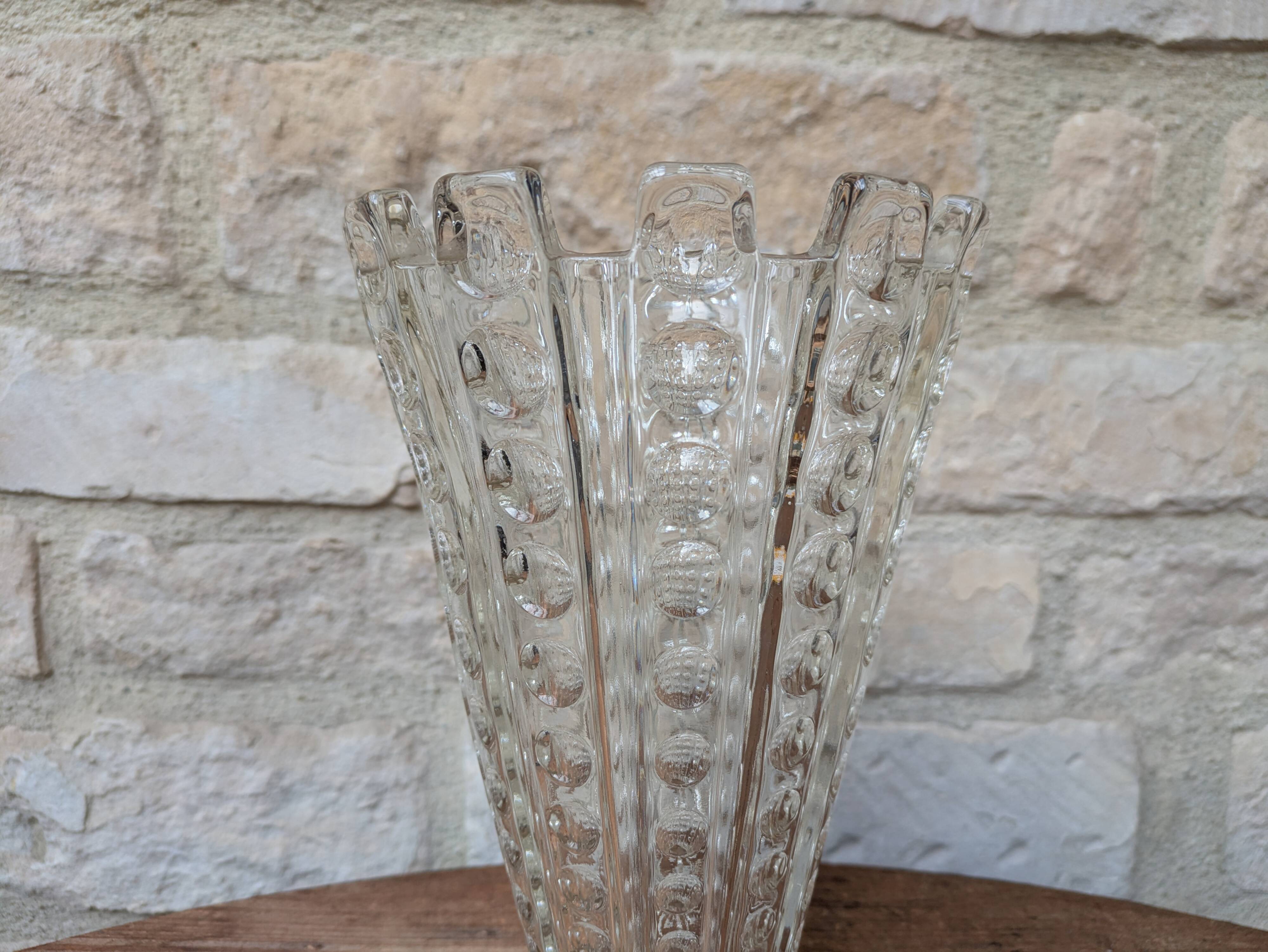 Antique pressed glass vase art deco style sklo union