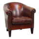 Sheepskin Leather Club Chair in a Cognac Tone