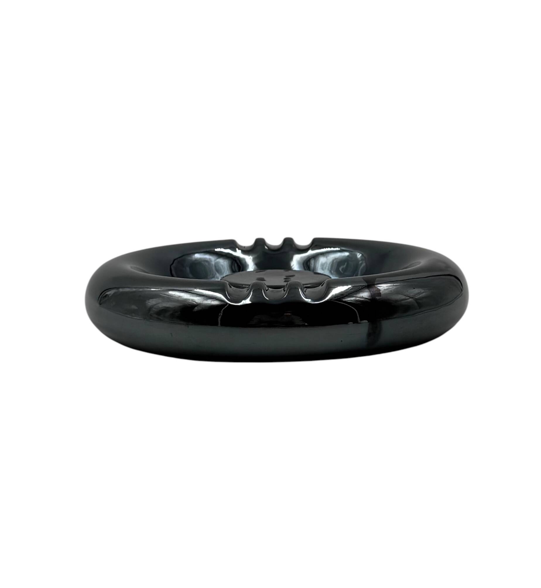 Space age blue iridescent ceramic ashtray / vide poche, Italy 1970s