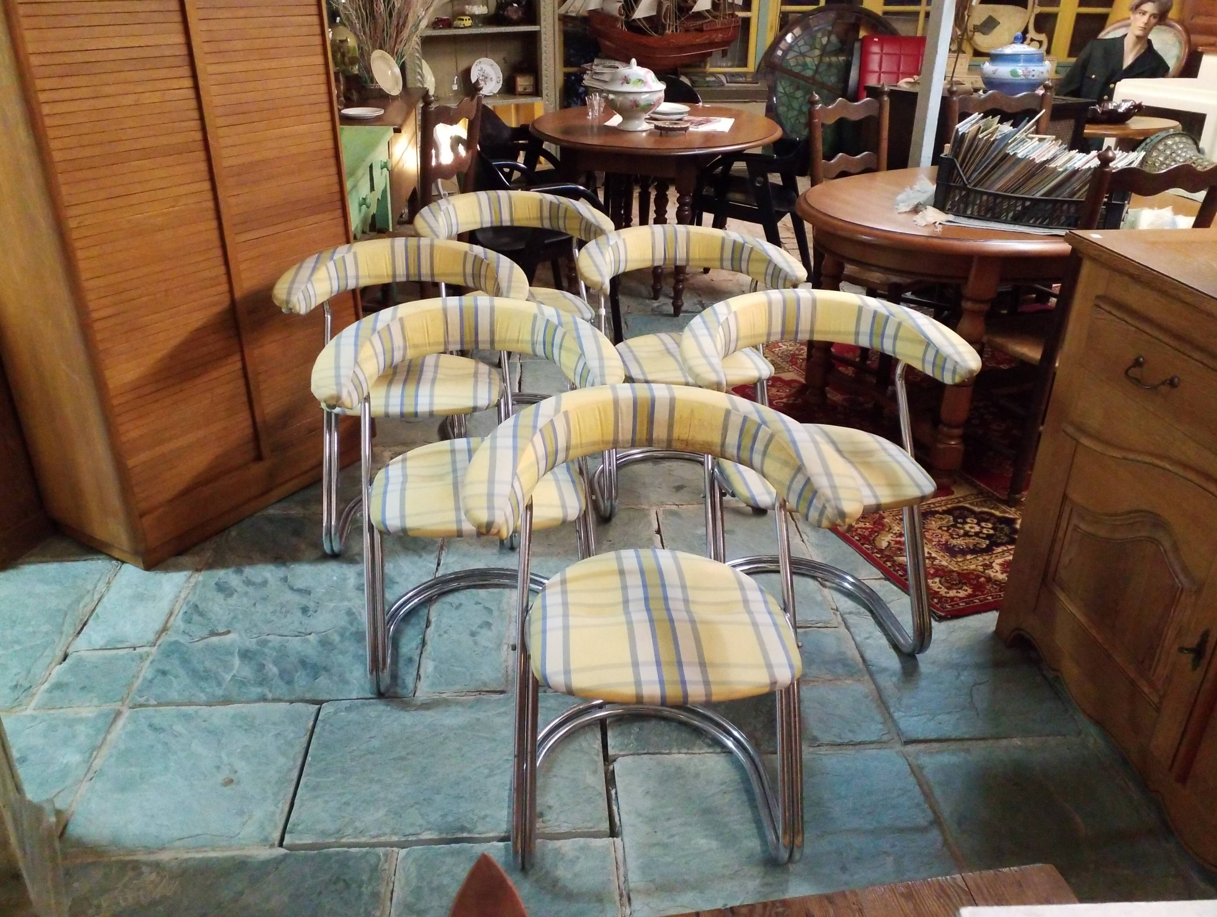 6 fauteuils en chrome
