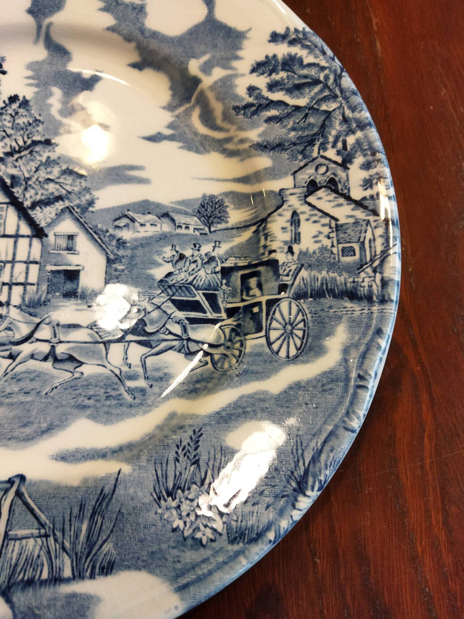 8 blue & white dinner plates (Royal Tudor Gien Lunéville Ceraminter)
