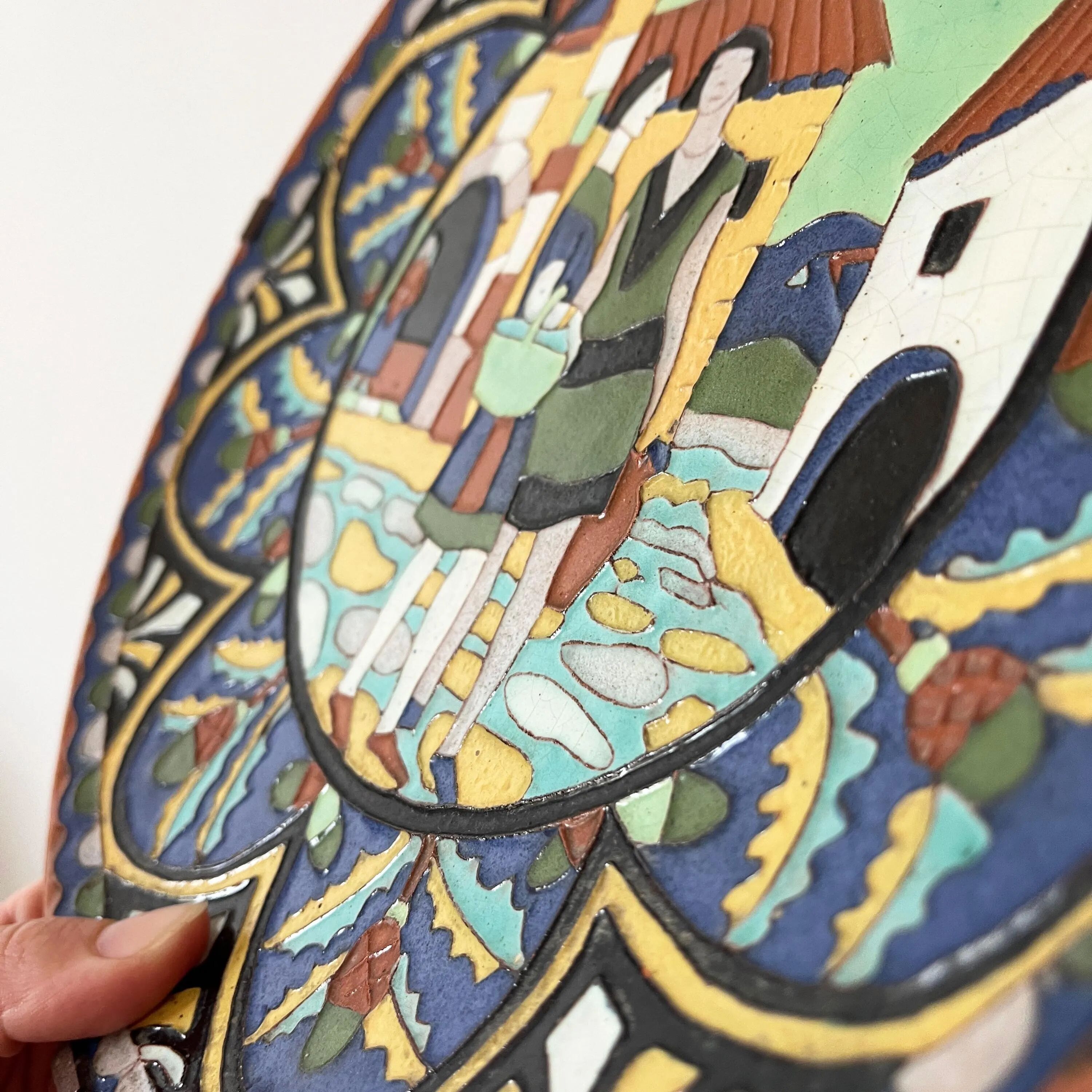 Large glazed terracotta dish