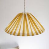 Suspension rayée forme conique "Malala rayée blanc cassé et jaune citron"