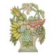 Vintage Fruit Basket with Bow Wood Carving Hand Painted Crackle Wall Decoration 41cm