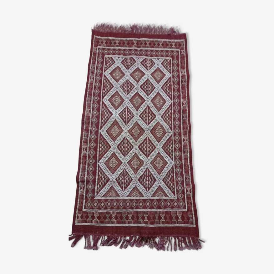 Brown margoum rug hand-woven in natural wool