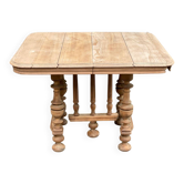 Table à manger Henri II en chêne massif décapée du XIXème