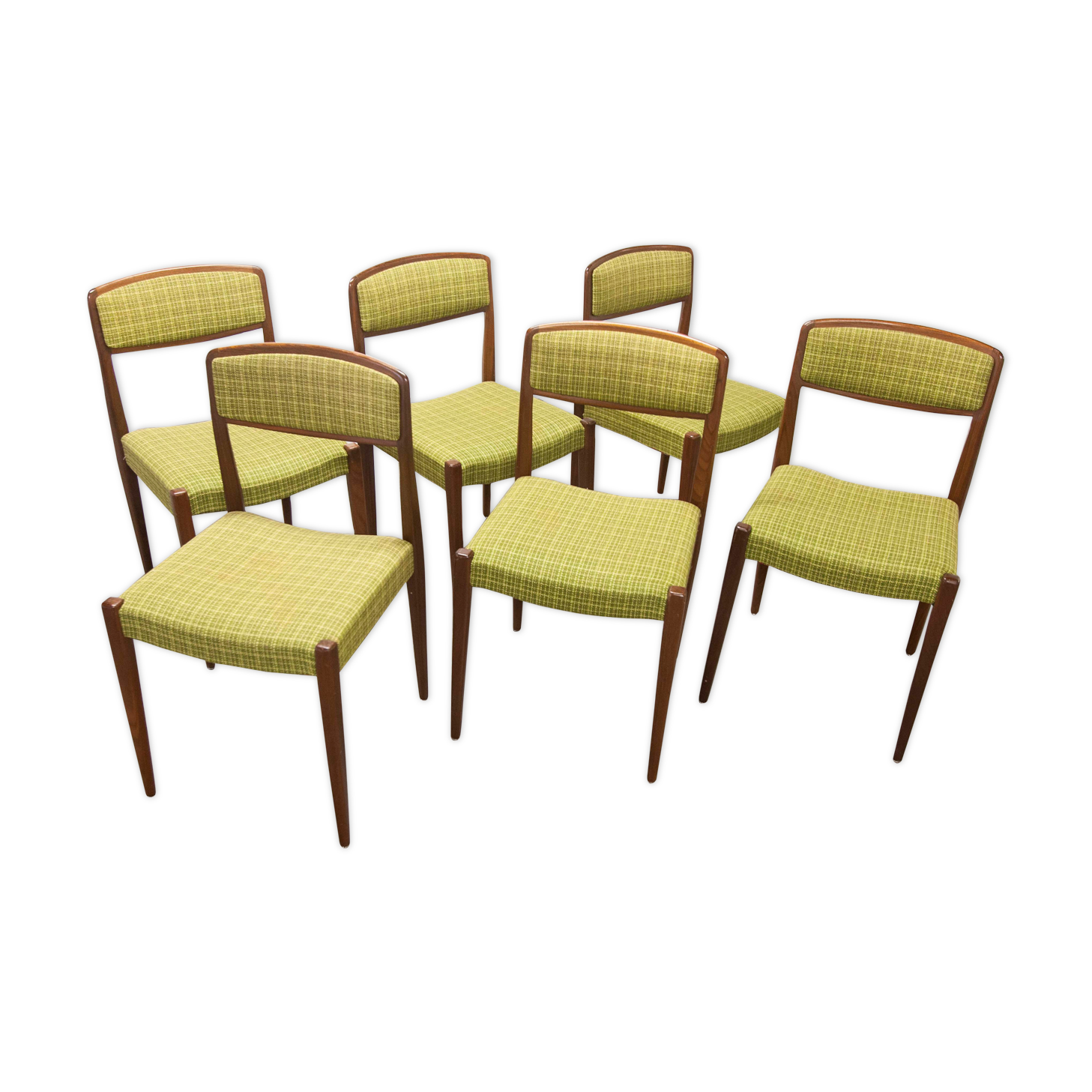 Lot of 6 teak and fabric chairs