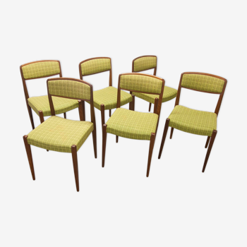 Lot de 6 chaises teck et tissu