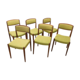 Lot of 6 teak and fabric chairs