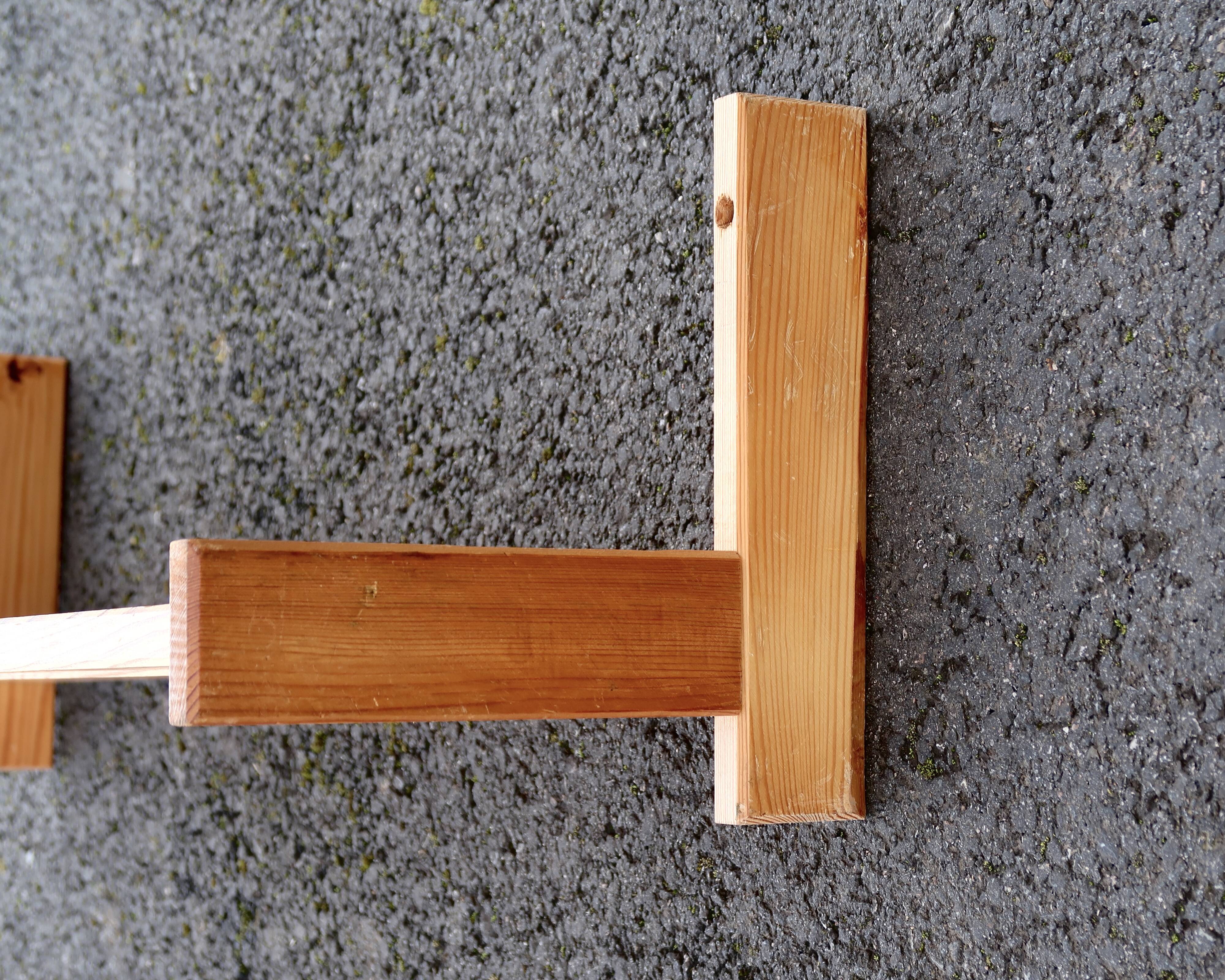 Pine wood shelf, luggage rack, 1960s