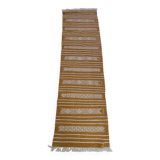 Hand-woven kilim hallway rug in natural wool