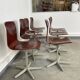 Set of 7 Galvanitas workshop chairs central foot Netherlands 1970s