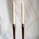 Pair of Danish Art Deco Candle Holders  in Wood & Brass