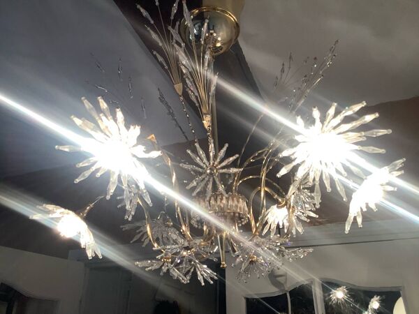 Lustre studio Profili plaqué or et cristal de Swarovski