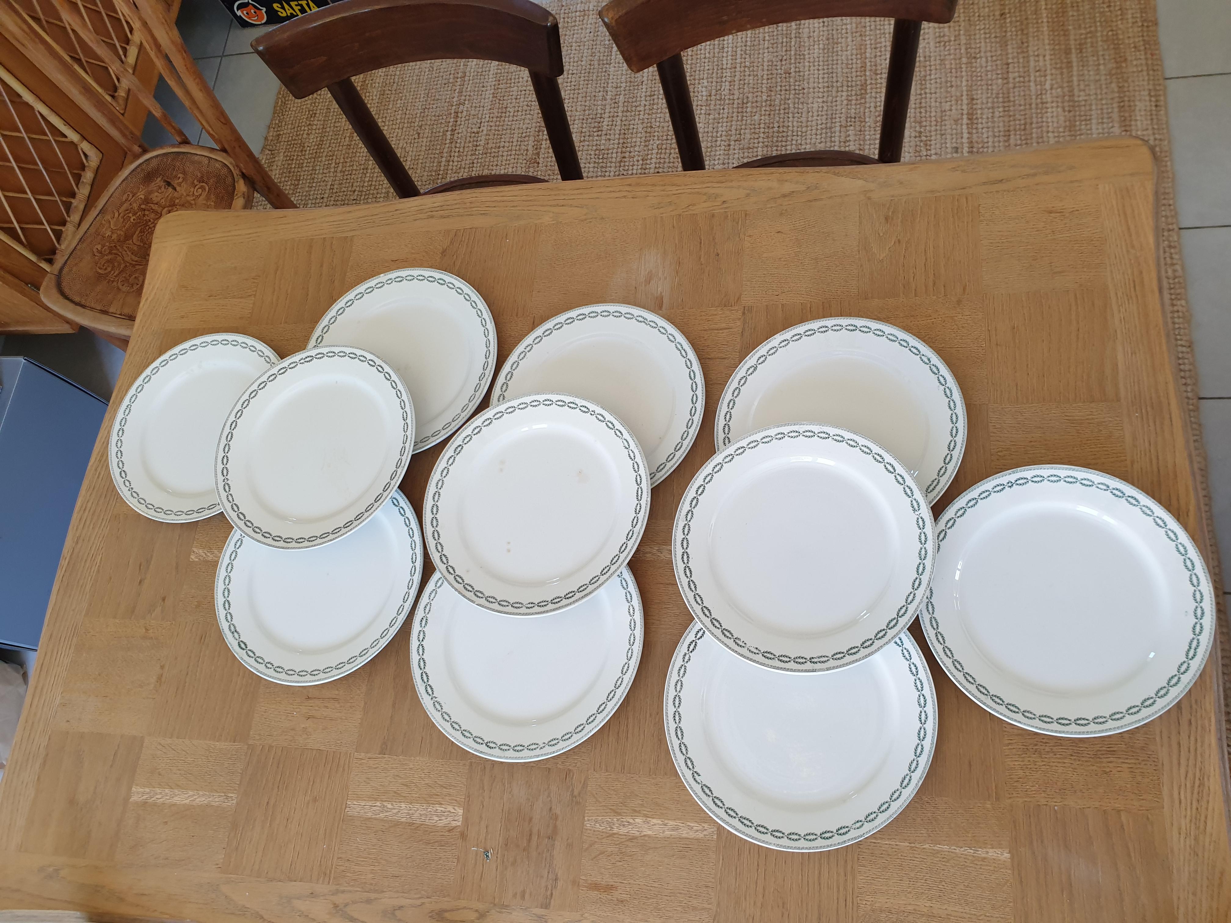 Set de 10 assiettes Sarreguemines 1900 faience U&C Nobilis