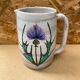 Antique vallauris ceramic pitcher with vintage blue thistle decor