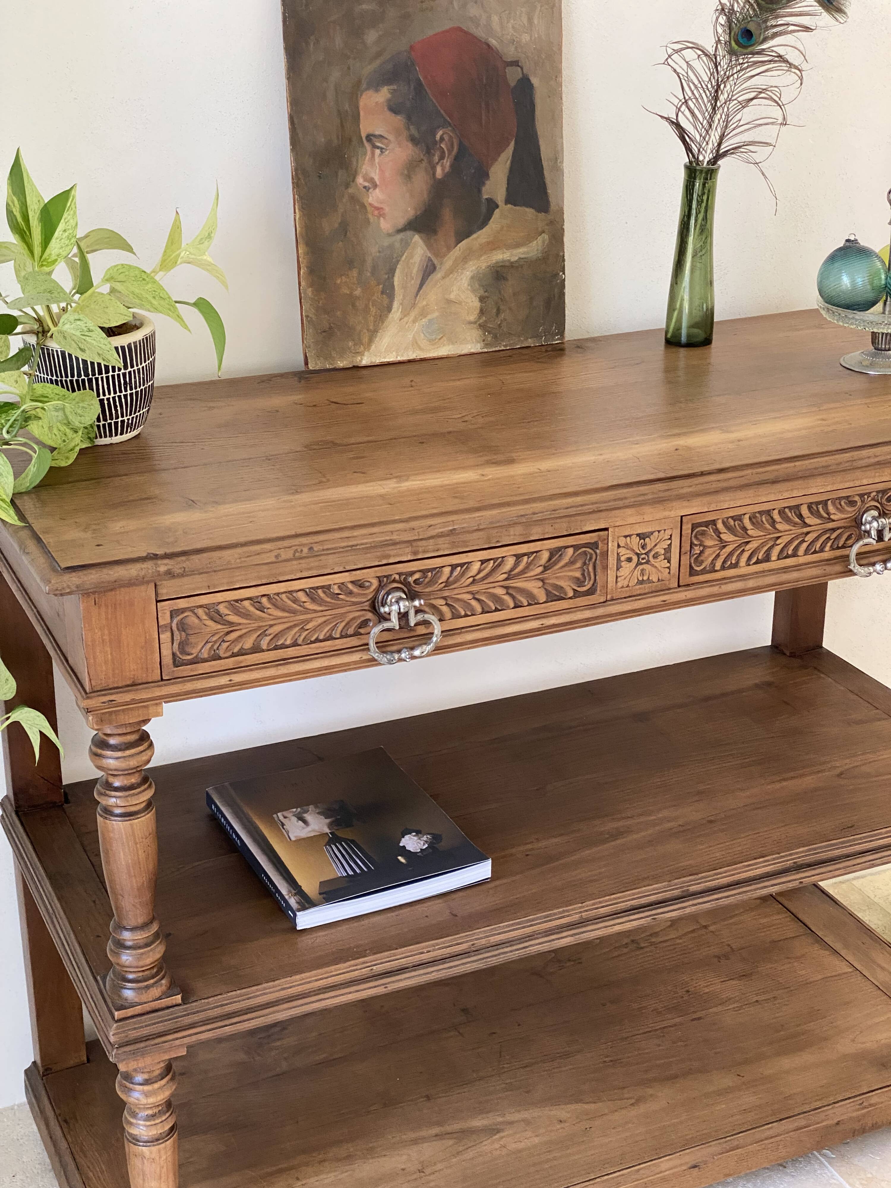 Console en chêne massif style Henri II