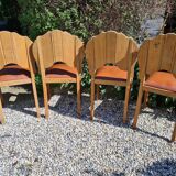 Set of art deco chairs in wood and skaï