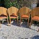 Set of art deco chairs in wood and skaï