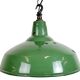 Lampe suspendue en émail vert britannique industriel, années 1960