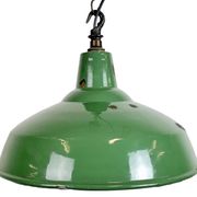 Industrial British Green Enamel Factory Pendant Lamp, 1960s