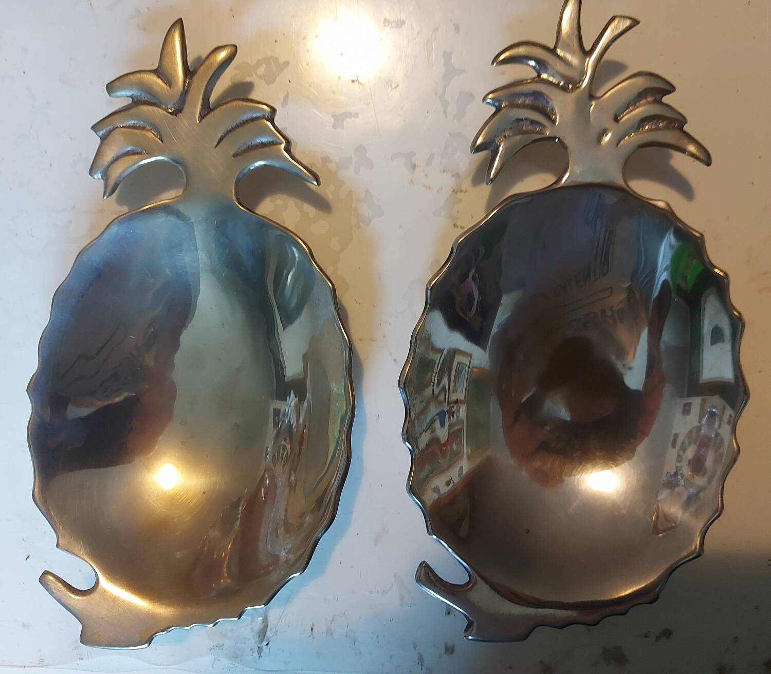 2 silver-plated pineapple bowls