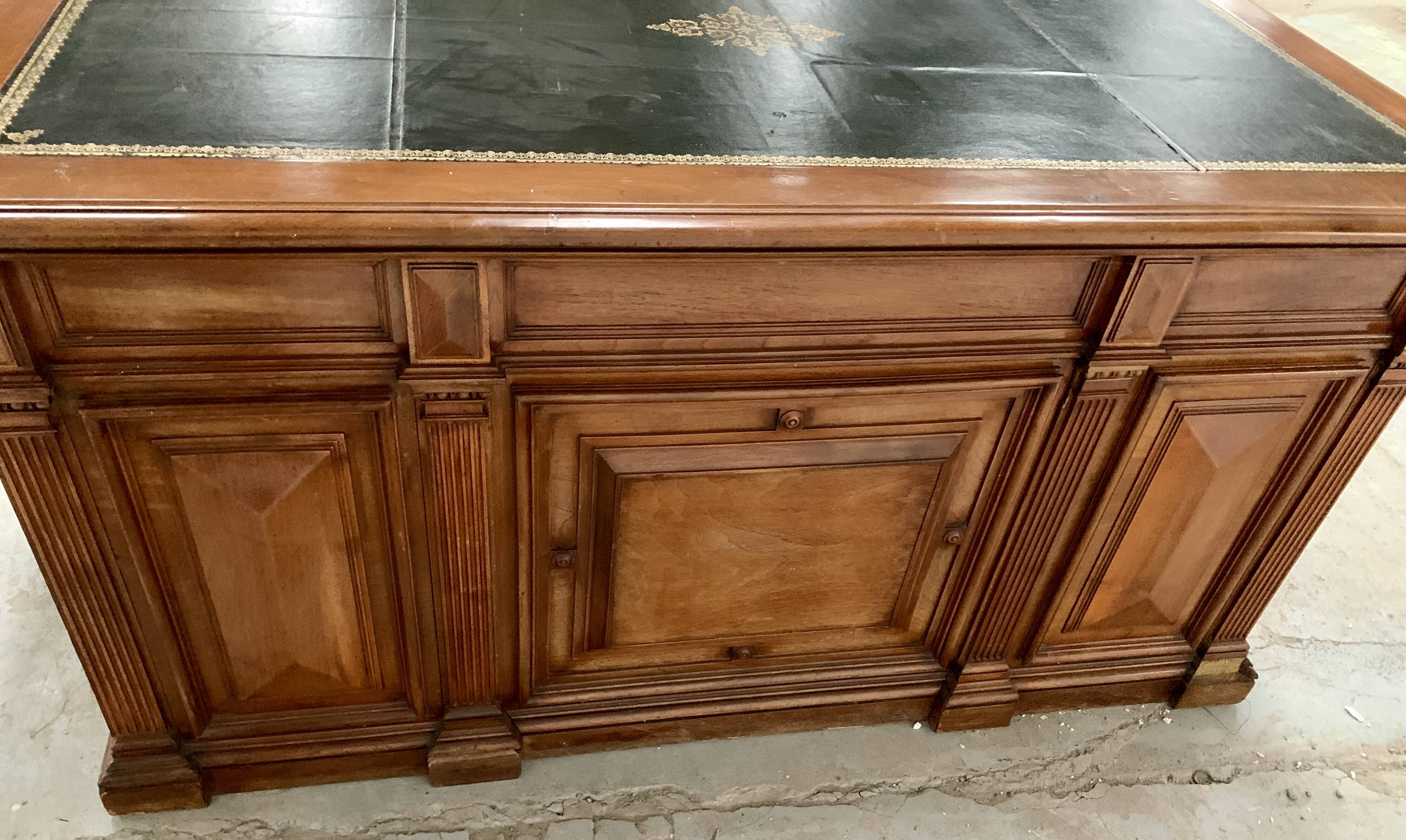 Napoleon III desk with pedestals in solid walnut 19th century