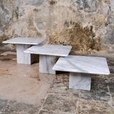 Set of 3 marble nesting coffee tables, Italy, 1980s