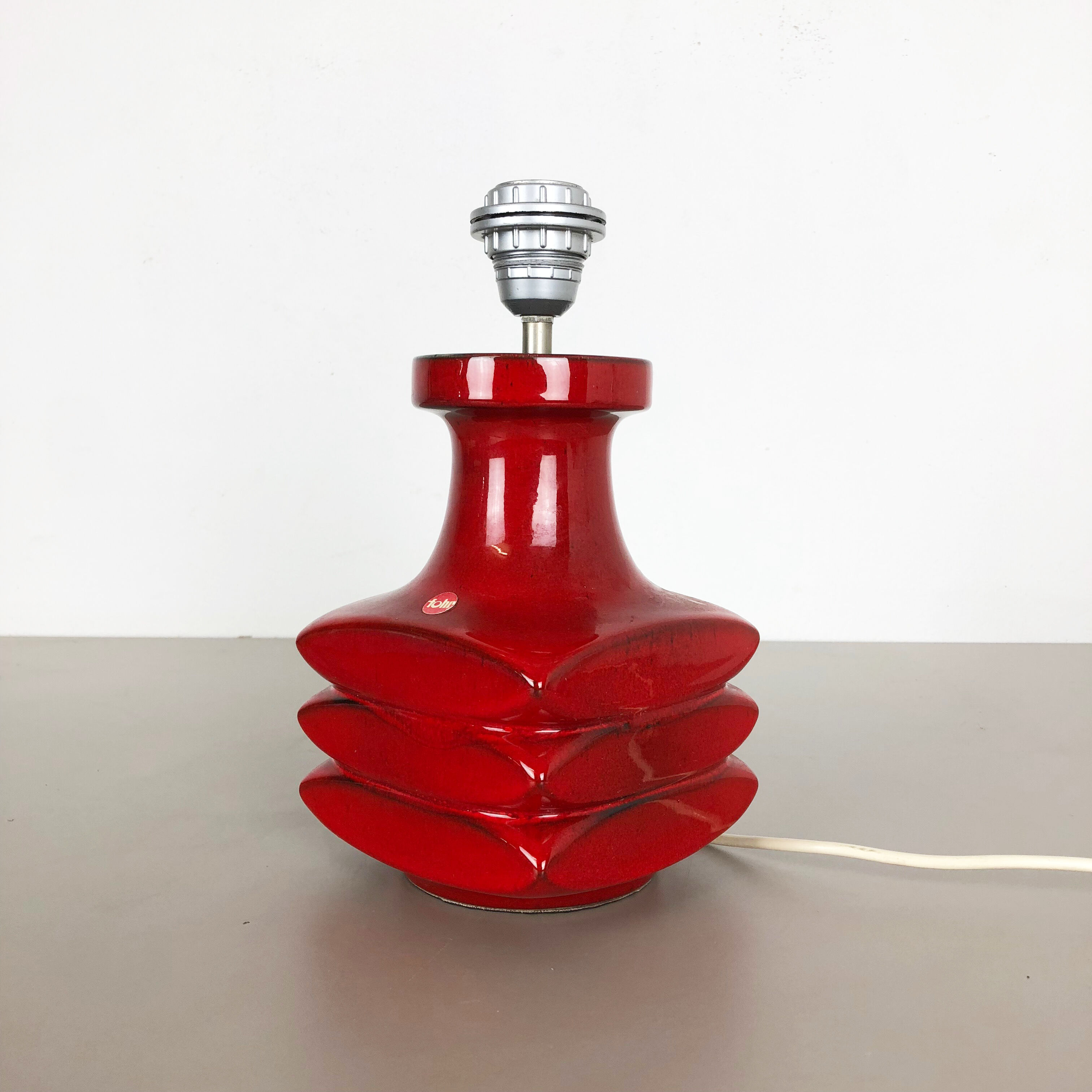 Red ceramic studio pottery table light by Cari Zalloni for Fohr, Germany 1970s