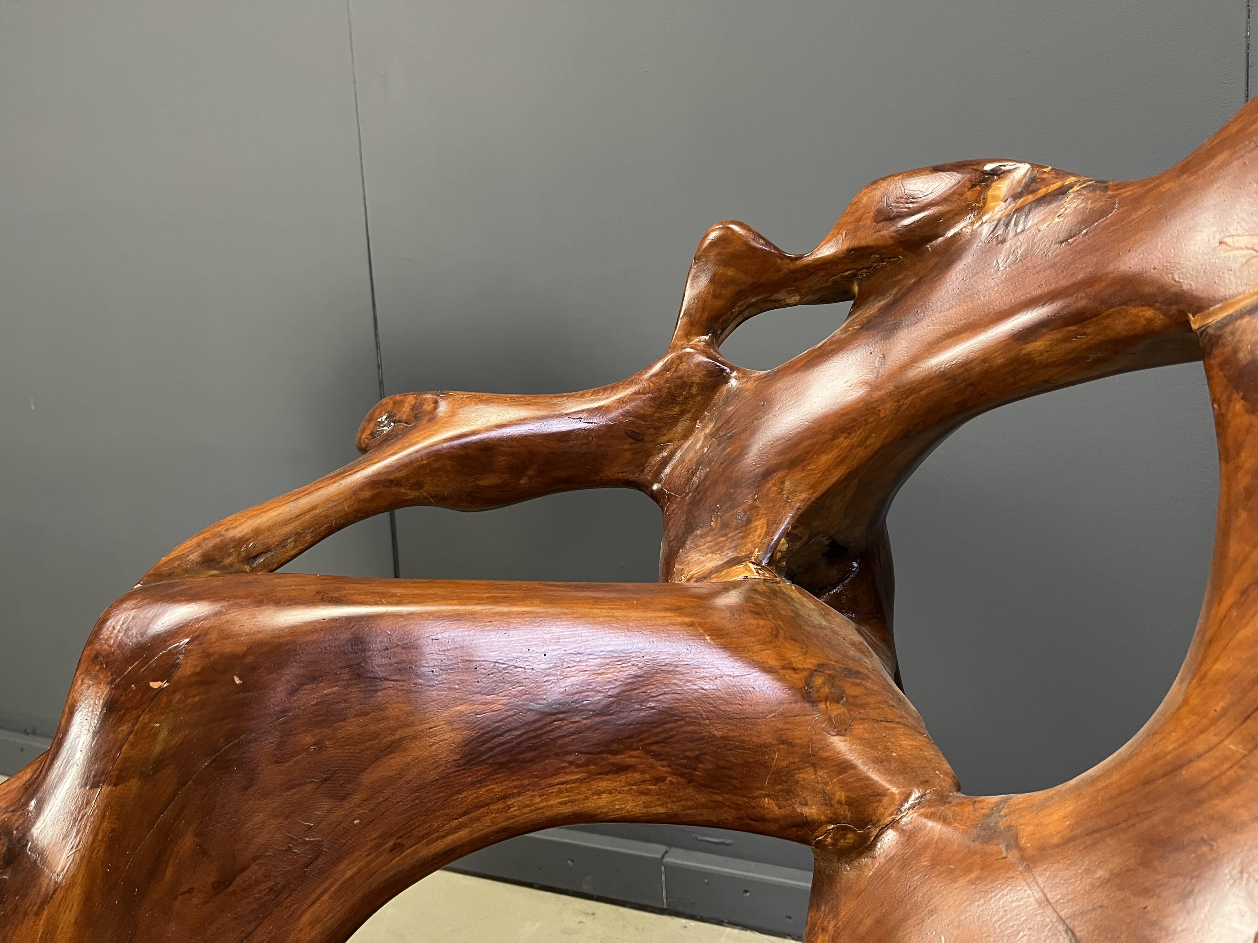 Large olive tree root chair set, 1960s