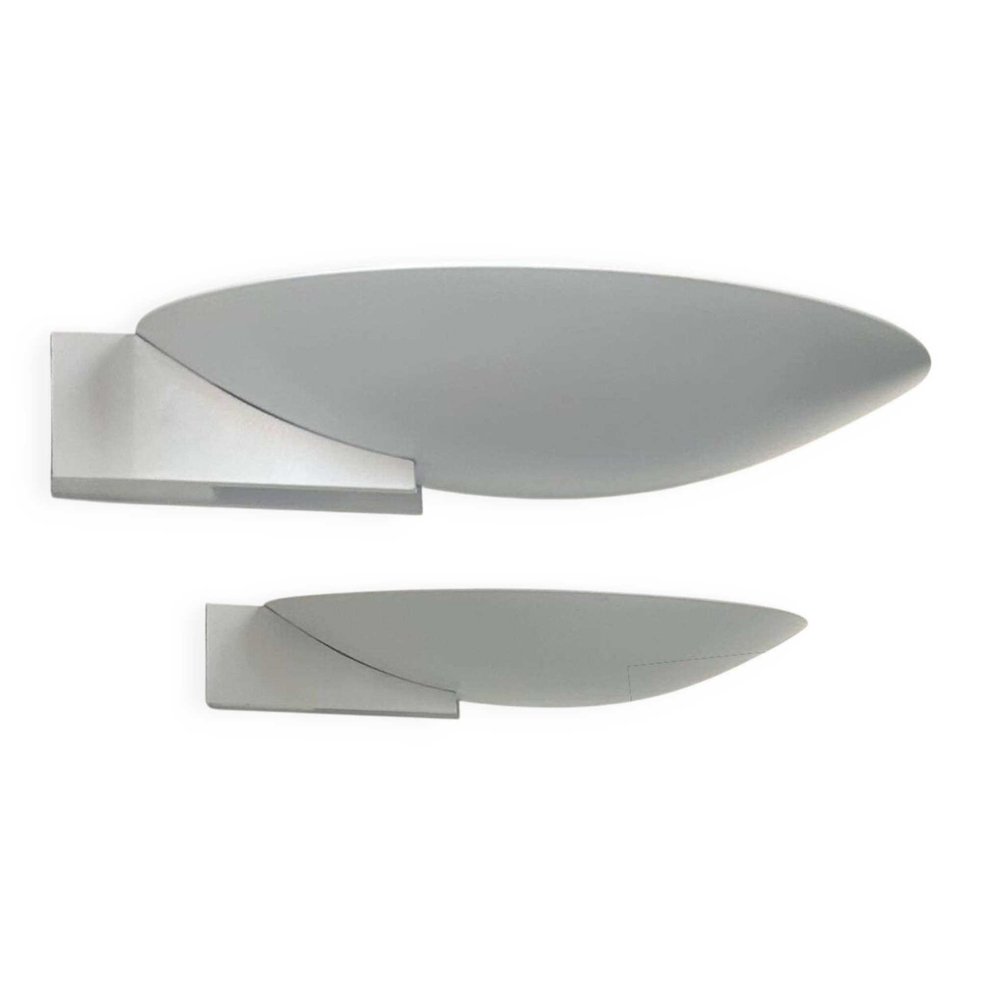 Paire d'appliques vintage moderniste Disderot métal laqué blanc France 1970