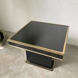 Table basse console appoint en laque noire et laiton