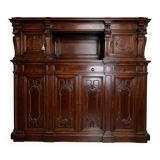 Renaissance-style notary cabinet in solid walnut – 19th century