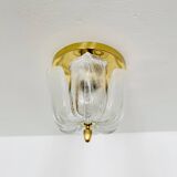 Brass and Glass Flush Light by Glashütte Limburg