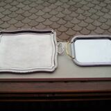 Rectangular stainless steel trays with handles from the 70s/80s