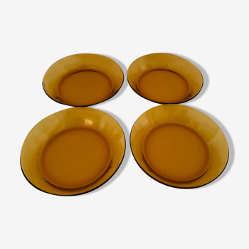 Lot de 4 assiettes à soupe ambrées Duralex