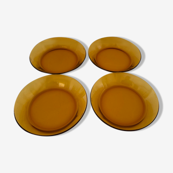 Lot of 4 Duralex amber soup plates