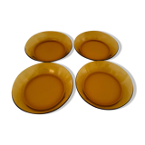 Lot of 4 Duralex amber soup plates