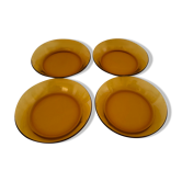 Lot of 4 Duralex amber soup plates